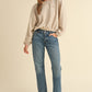 Mable Vintage in Malibu Letter Embroidery Crop Sweatshirt in Taupe