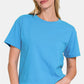 Zenana Expressions Short Sleeve Cropped T-Shirt in Deep Sky