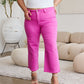 RFM Chloe Tummy Control High Waist Raw Hem Crop Jeans in Pink Rouge