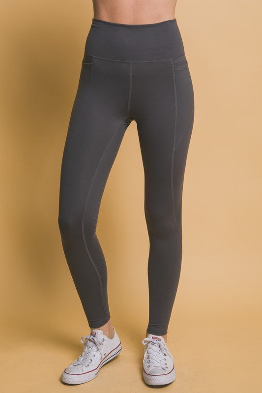 Love Tree In Slay Mode High Waist Leggings with Side Pockets in Dark Gray