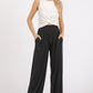 Mittoshop Living for the Flow Stretch Banded Waist Wide Leg Pants with Pockets in Black