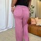 RFM Raelene High Rise Garment Dye Wide Leg Jeans in French Rose