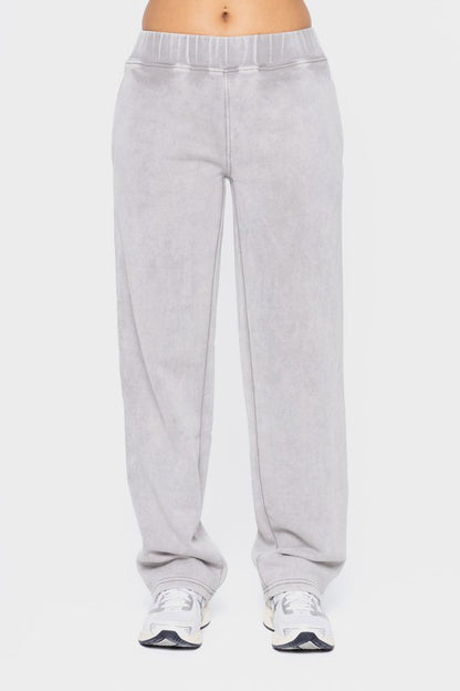 Mono B My Perfect Partner Elastic Waist Fleece Pants with Pockets in Light Gray