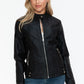 Snobbish A Wild Ride Faux Leather Biker Jacket with Side Zip Pockets in Black