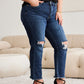 RFM Dylan Tummy Control Distressed High Waist Raw Hem Crop Jeans