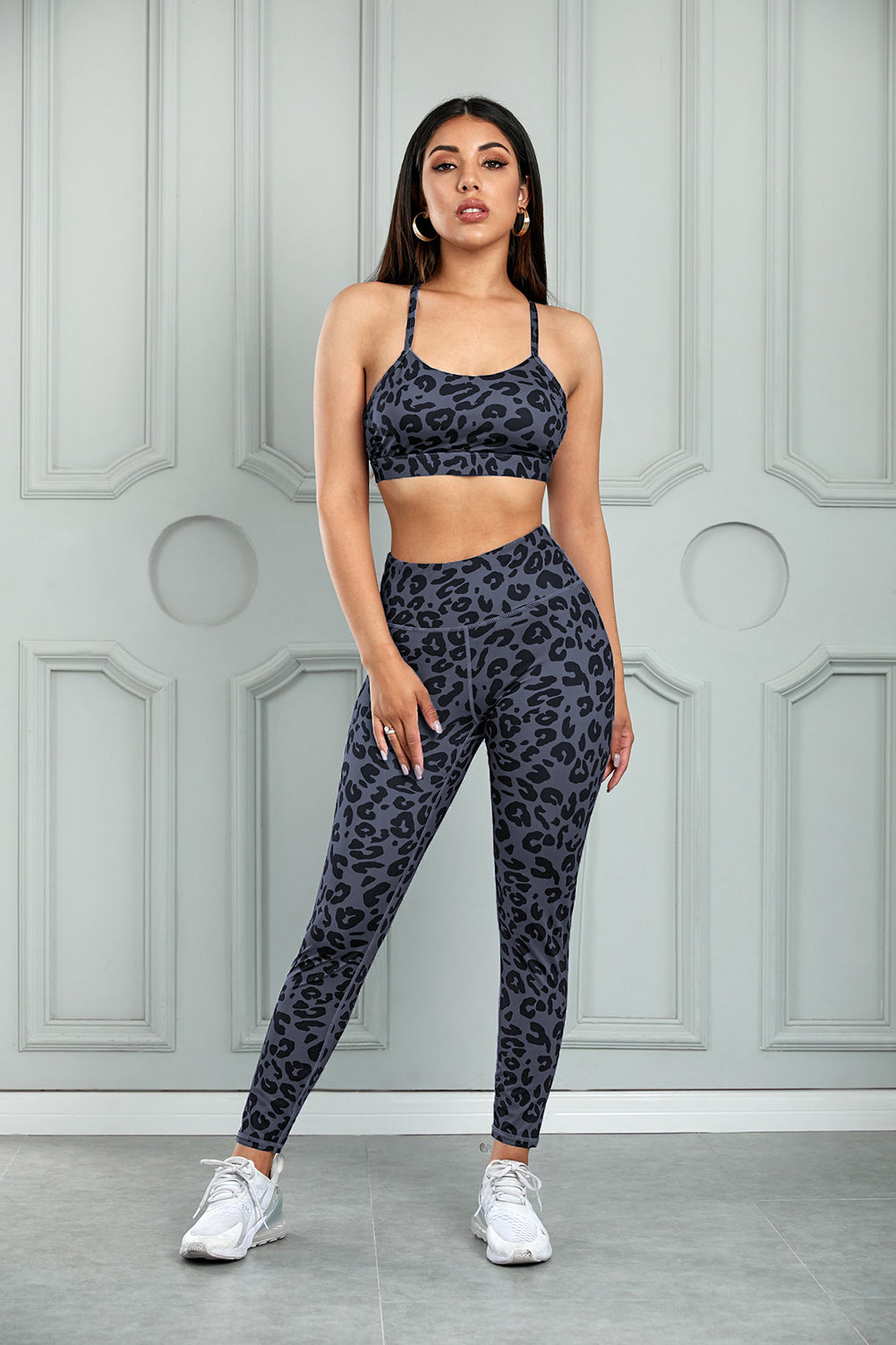Leading The Pack Leopard Cutout Sports Bra and Leggings Set