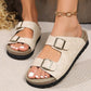 Sitting Seaside PU Leather Buckle Sandals