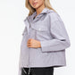 How Dare U My Favorite Layer Drawstring Hem PU Leather Zip Up Jacket in Lilac