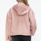 How Dare U My Favorite Layer Drawstring Hem PU Leather Zip Up Jacket in Mauve