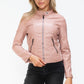 Snobbish Embrace The Day Faux Leather Zip Up Drawstring Hooded Jacket in Mauve