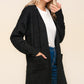 Haptics Crisp Nights Stripe Textured Open Front Cardigan with Pockets in Black