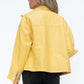 How Dare U My Favorite Layer Drawstring Hem PU Leather Zip Up Jacket in Pale Yellow