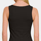 Zenana Chic Happens Square Neck Cropped Tank in Black