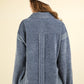 VERY J Raw Hem, Real Style Mixed Media Button Down Raw Hem Shacket in Denim