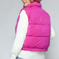 Snobbish Me and My Puffer Fine Fur Lining Quilted Vest in Hot Pink