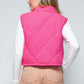 Snobbish Quilted and Cute Snap Down Quilted Crop Vest in Hot Pink
