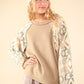 VERY J Steal The Show Printed Long Sleeve Knit Top in Taupe