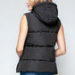 Snobbish Cute and Cozy Snap and Zip Closure Hooded Vest in Midnight/ Black