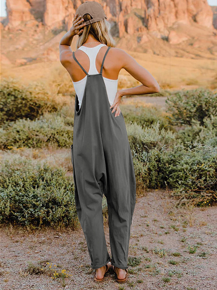 Double Take The Hot Shots Sleeveless V-Neck Pocketed Jumpsuit