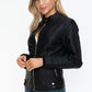 Snobbish A Wild Ride Faux Leather Biker Jacket with Side Zip Pockets in Black