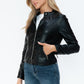 Snobbish Biker Babe PU Leather Zip Up Jacket with Pockets in Black