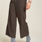 Davi & Dani Wide Awake Wide Leg Mid-Rise Pants in Chocolate