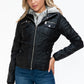 YMI Hooded and Happy Removable Faux Layered Multi-Pocket Jacket with Fuzzy Hood in Black