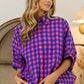 BiBi In The Mood Plaid Button Up Dolman Sleeve Shirt