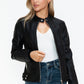 Snobbish A Wild Ride Faux Leather Biker Jacket with Side Zip Pockets in Black