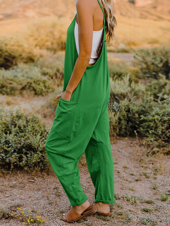 Double Take The Hot Shots Sleeveless V-Neck Pocketed Jumpsuit