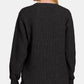 Zenana The World Is My Canvas High Low Long Sleeve Waffle Sweater in Black