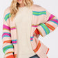 SAGE + FIG Color Me Happy Rainbow Striped Open Front Knit Cardigan