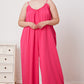 Double Take My Favorite Ruffle Trim Tie Back Cami Jumpsuit with Pockets