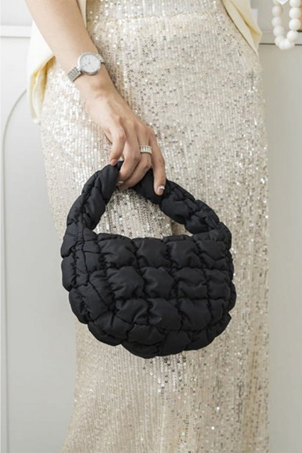 Zenana Keeping A Secret Quilted Micro Puffy Handbag