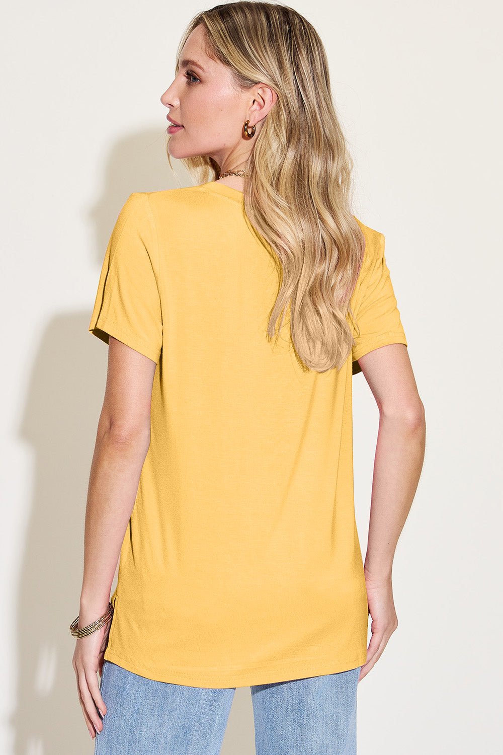 Basic Bae Bamboo All Day Long V-Neck High-Low T-Shirt