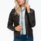 YMI Hooded and Happy Removable Faux Layered Multi-Pocket Jacket with Fuzzy Hood in Chocolate