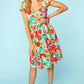 Haptics Minty Fresh Floral Square Neck Short Sleeve Dress with Pockets