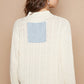 POL Peace and Love Cable-Knit Peace Patch Dropped Shoulder Sweater in Ivory