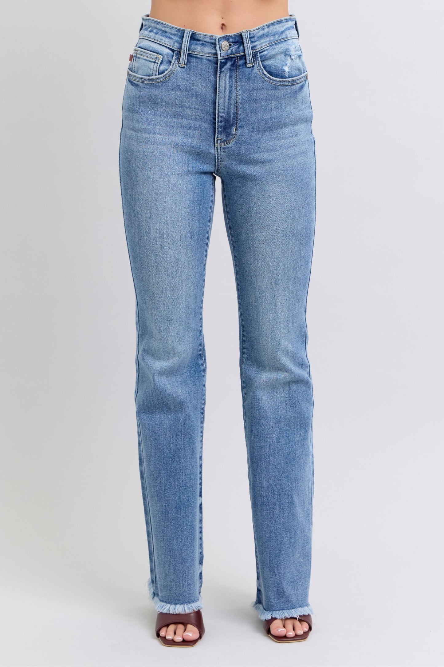 Judy Blue Tiffany Raw Hem High Rise Bootcut Jeans