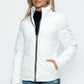 How Dare U Embrace The Chill Pocketed Zip Up Puffer Jacket with Removable Hood in White