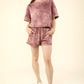 VERY J Comforted Soul Quilted Washed Crop Top and Shorts Set in Mauve