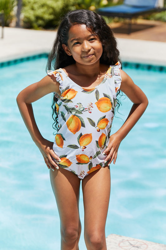 Marina West Swim Salty Air Ruffled One-Piece in Citrus Orange