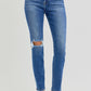 RISEN Ruthie High Rise Ankle Skinny Knee Distressed Jeans