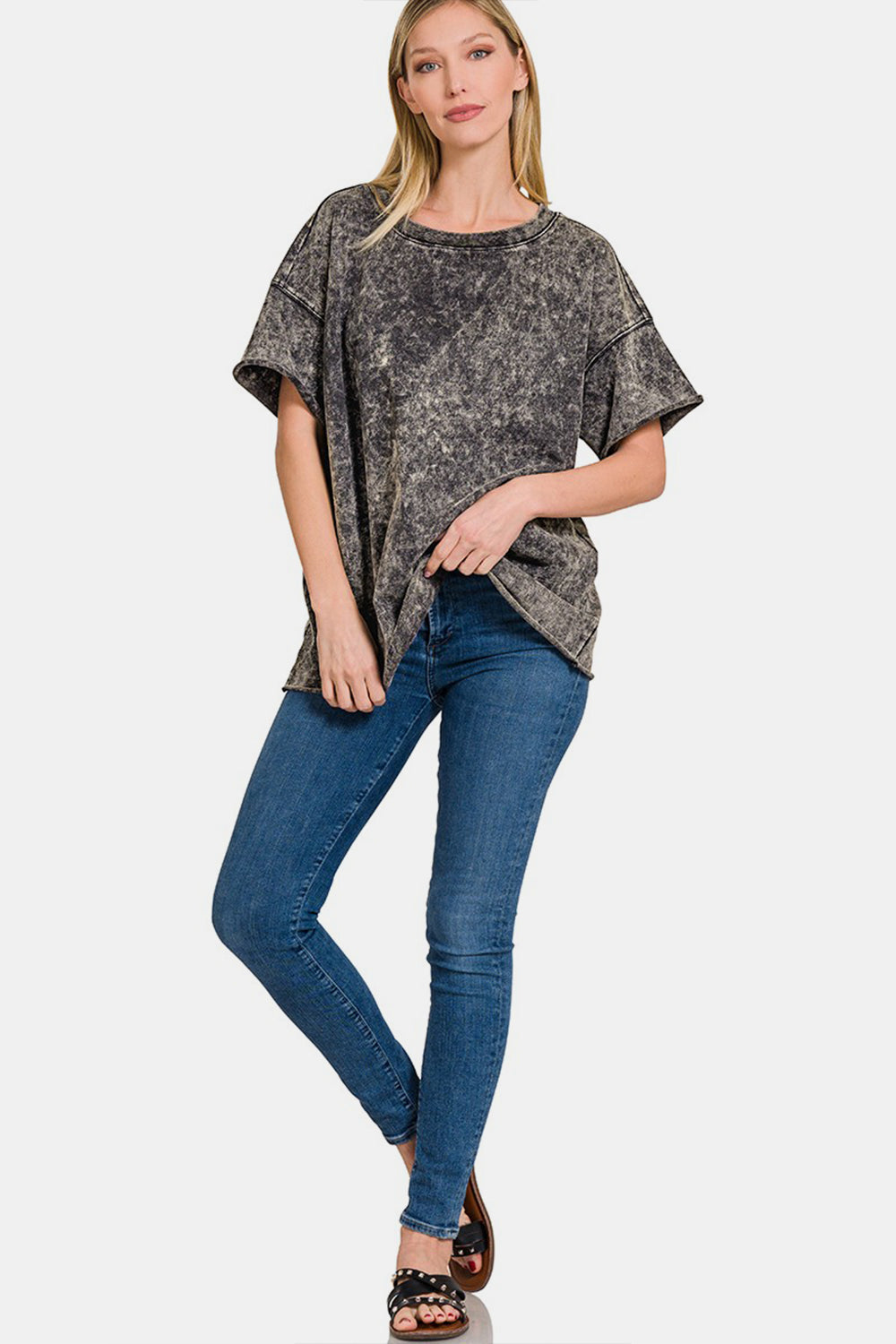 Zenana Moments Like This Rolled Short Sleeve T-Shirt