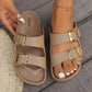 Sitting Lakeside Double Buckle Open Toe Sandals