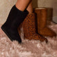 WILD DIVA Stepping Into Greatness Leopard Suede Round Toe Boots