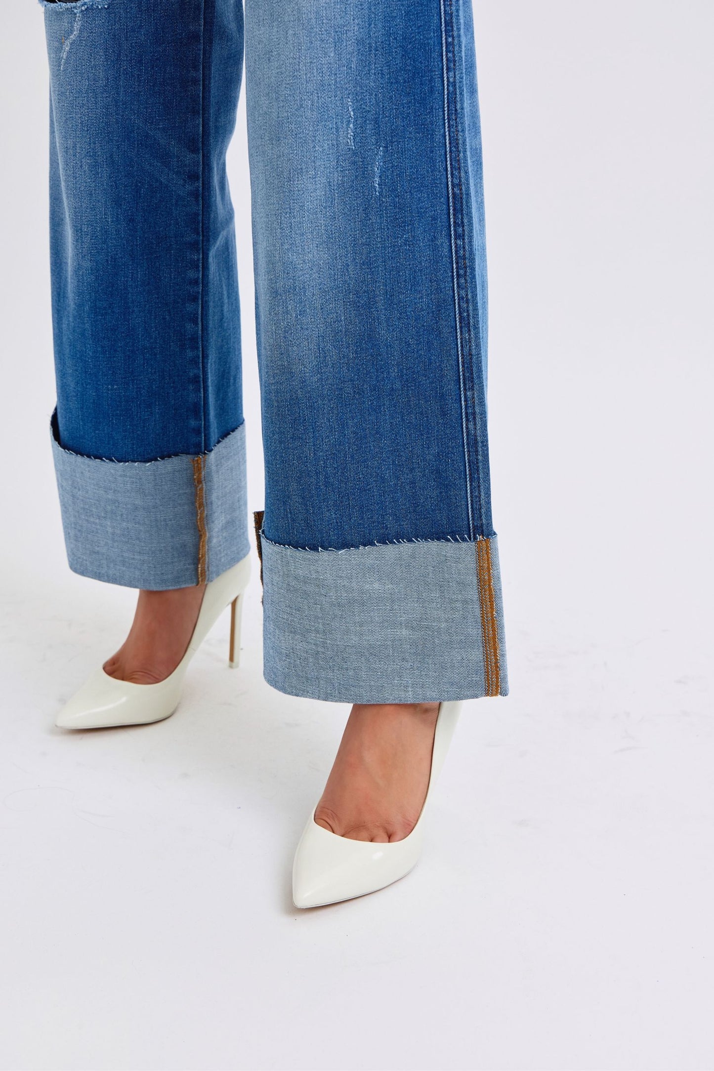 Judy Blue Rae Distressed High Waist Wide Leg Jeans