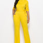 Driven Mock Neck Tie-Waist Half Sleeve Jumpsuit with Pockets