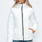 How Dare U Embrace The Chill Pocketed Zip Up Puffer Jacket with Removable Hood in White