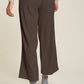 Davi & Dani Wide Awake Wide Leg Mid-Rise Pants in Chocolate
